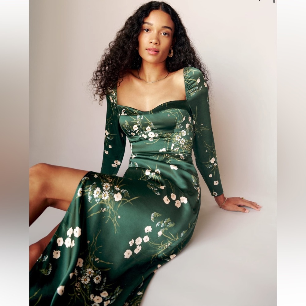 Reformation Gloria a Silk Dress in Buena